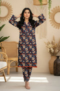 MIDNIGHT PETAL NAVY KHADDAR 2 PIECE