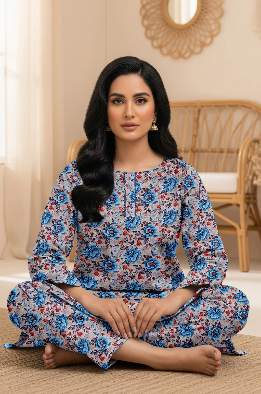 BLUE GRACE KHADDAR 2 PIECE