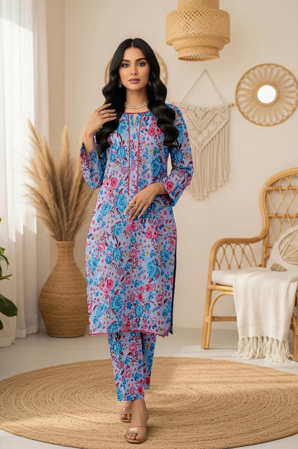 BLUE PETAL KHADDAR 2 PIECE