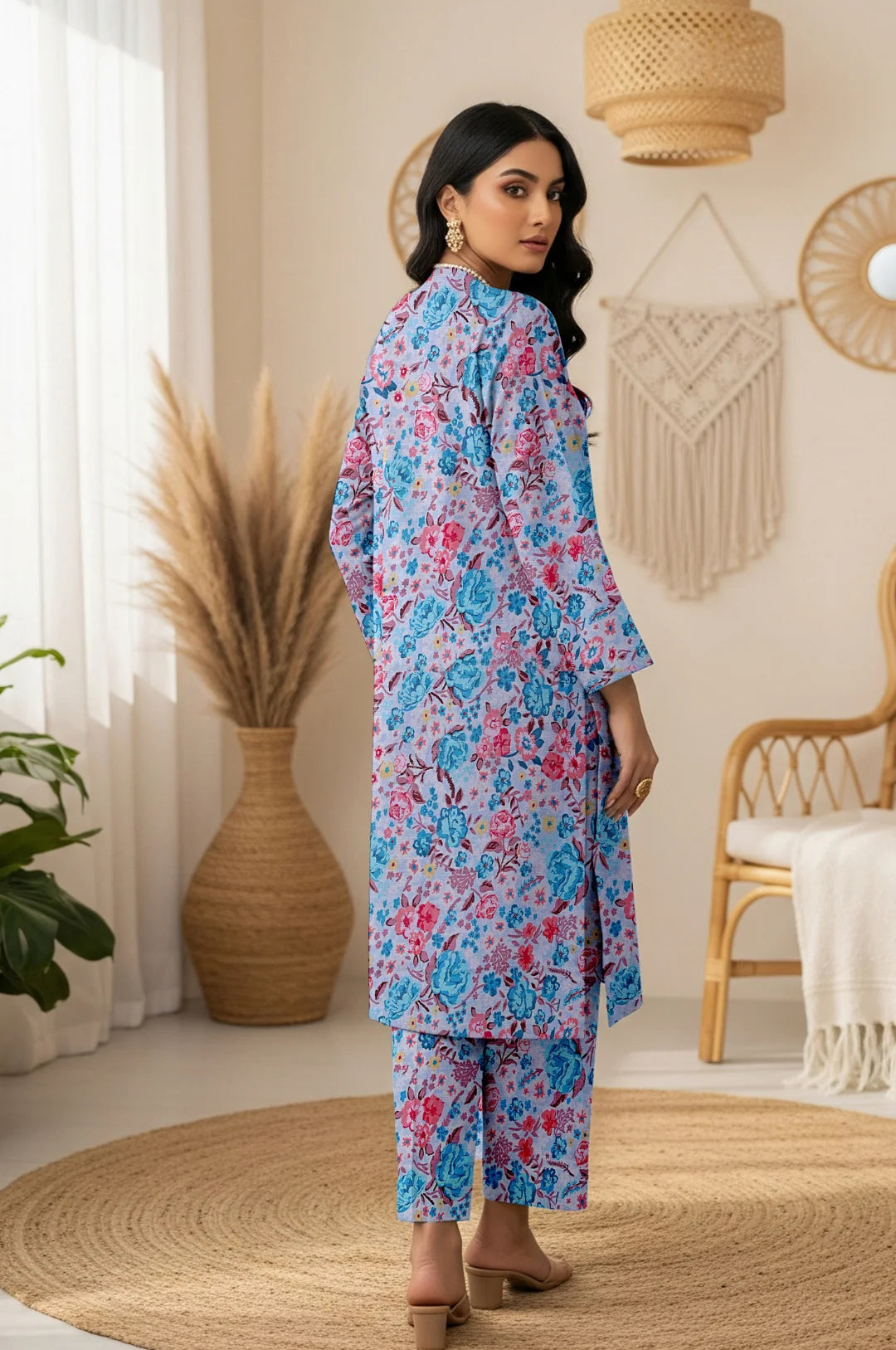 BLUE PETAL KHADDAR 2 PIECE